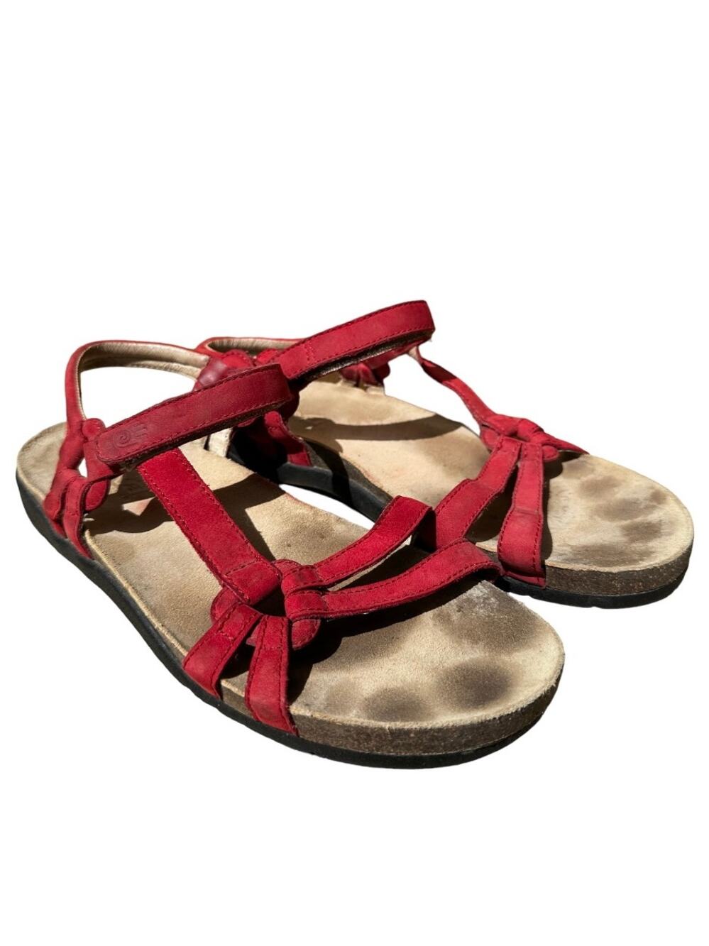 Teva Ventura Cork Sandals 6389 Strap Leather Flat Slip On Waterproof Red Size 10